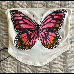 G Mini Butterfly Tube Top with Lace-up Back